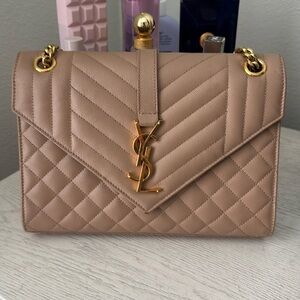 Yves Saint Laurent Envelope Medium in Quilted Poudre Embossed Leather